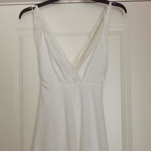 Rumor Has It! White with Lace Trim Dress